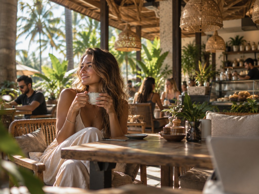 Customer enjoying coffee while their vehicle is cleaned
