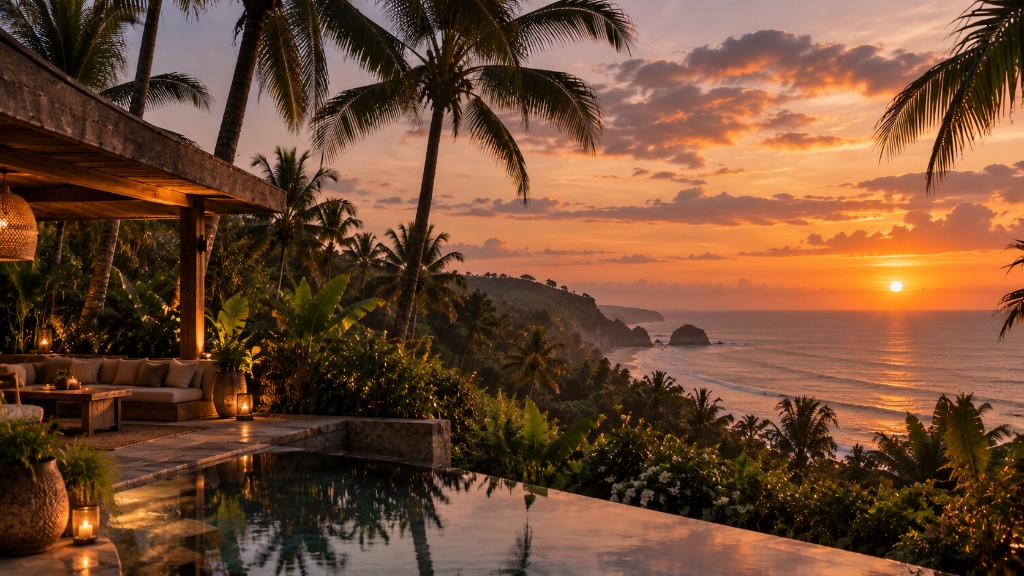 Tropical Bali atmosphere at dusk