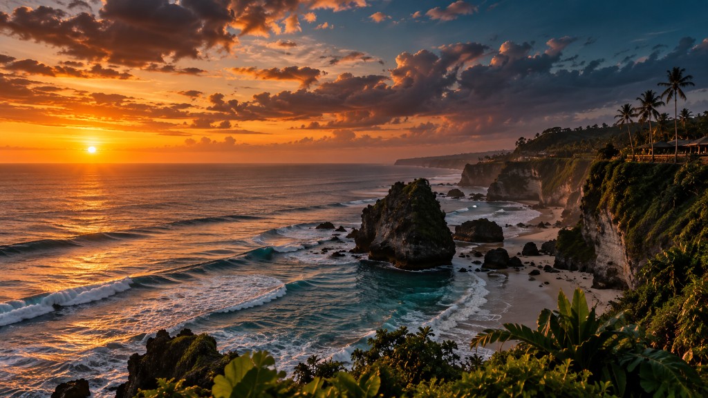 Bali coastline at dusk